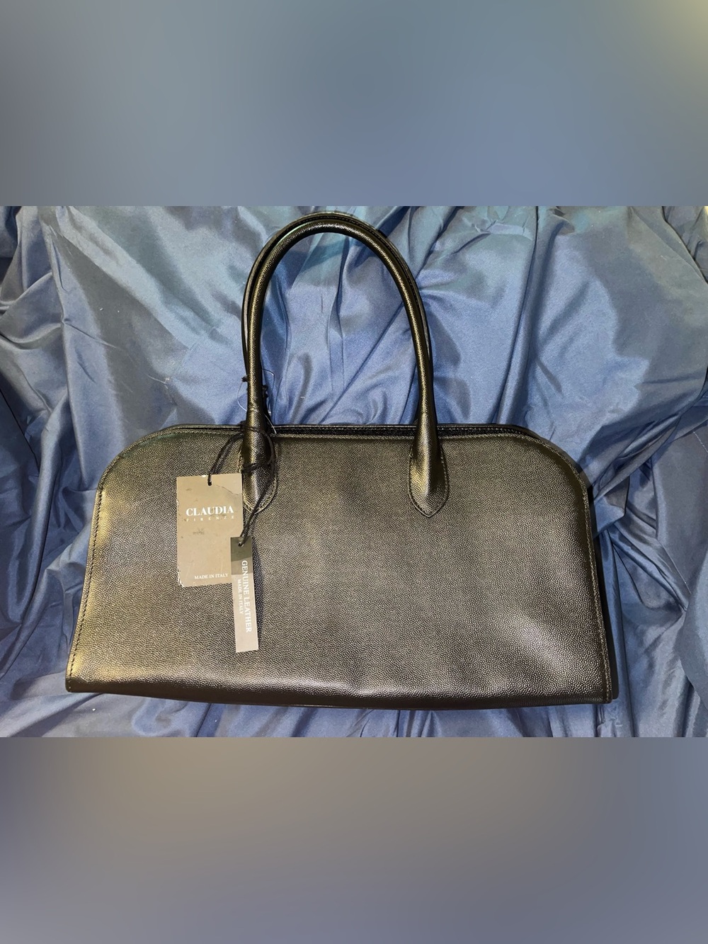 Claudia Firenze Classic Black Leather Handheld or Shoulder Bag